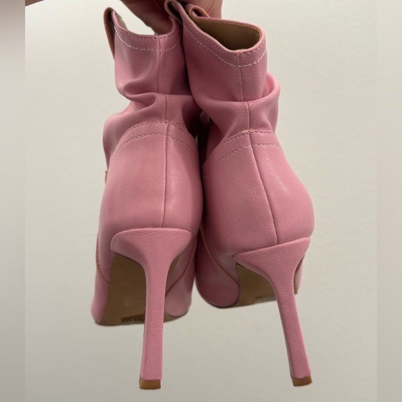 Pink Scrunch Ankle Booties Heels - Picture 9 of 16